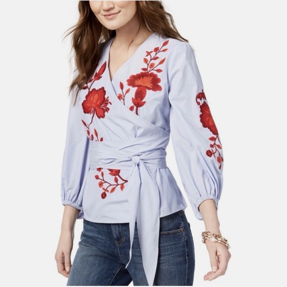 INC International Concepts Tops - INC International Concepts NWOT Embroidered Wrap Blouse